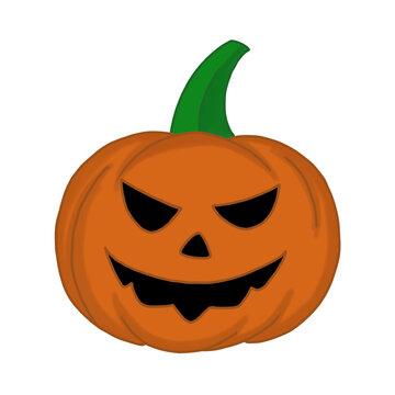 Halloween spooky orange jack o lantern pumpkin vector illustration isolated on white background.