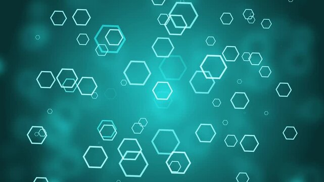 Abstract background with floating hexagon outlines and soft light glow animation