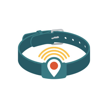Smart pet collar with GPS tracking device and location pin icon. SVG Editable. Vector Illustrations.