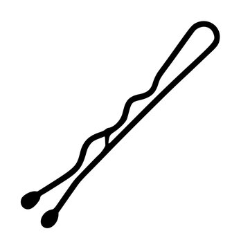 Minimalist black bobby pin vector icon for hair styling and beauty salon branding, isolated on white background. Professional hair clip illustration for personal care, grooming, and fashion designs.
