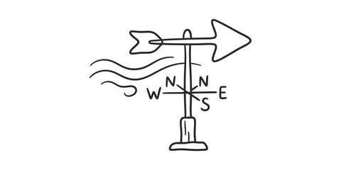 Fototapeta premium Weather vane directional arrow icon for meteorology and wind tracking.