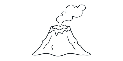 Volcanic mountain eruption icon with smoke for geological science graphics. © 扁平化图标 