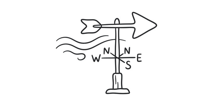 Weather vane directional arrow icon for meteorology and wind tracking.