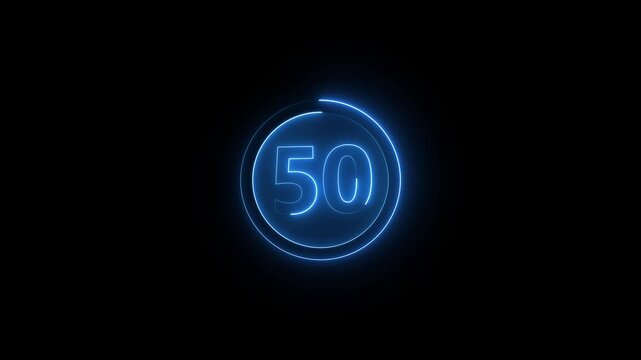 Number 9 Neon Sign 4K Animation - The number 9 written with neon light and the succession of the lines.a circle with a blue neon icon on a black background and the text 1 in the middle of it.