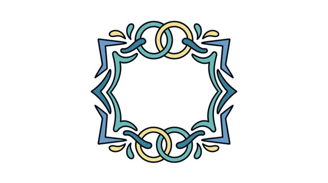Elegant ornate frame with intricate swirling blue and green design.