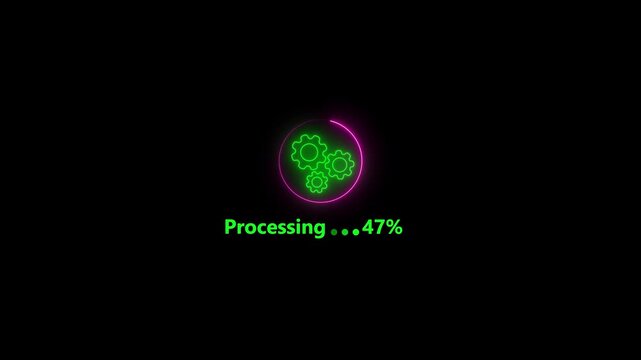 System software update or upgrade neon icon.update,download icon,uploading sign,processing concept,uploading.Installing Update Loader gear icon with loading bar animation 4K stock video