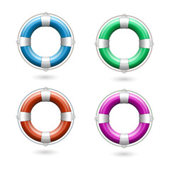 Vibrant Life Preservers in Various Colors on Transparent Background © MSTSAKHINA