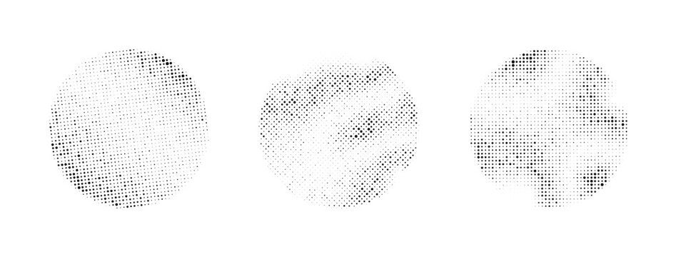 Set of abstract halftone dotted circles
