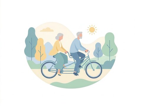 Retirement lifestyle clipart illustrating senior wellness and active living concepts