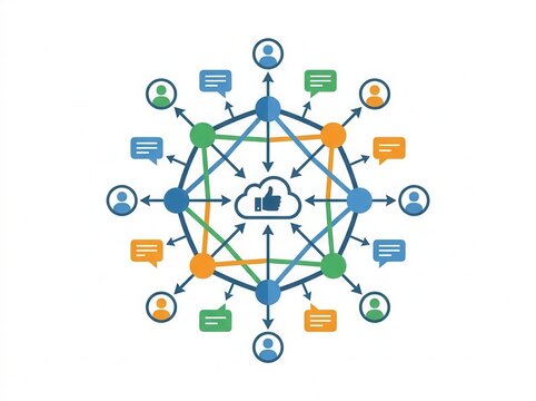Engaging online audience clipart illustrating customer interaction concept for marketing
