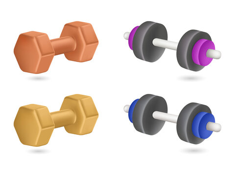 Colorful dumbbells for fitness and exercise routines on transparent background