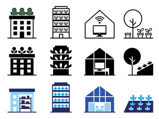 Fototapeta premium Sustainable Urban Farming and Vertical Gardening Icon Set
