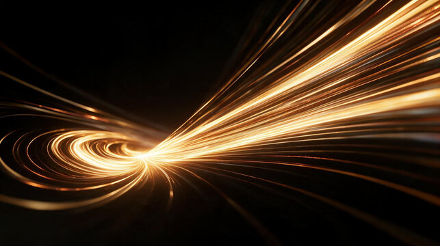Abstract Golden Fiber Optic Data Stream Motion