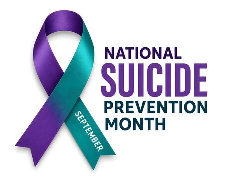 National suicide prevention month teal and purple ribbon