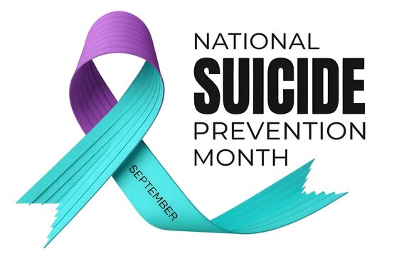 National suicide prevention month teal and purple ribbon