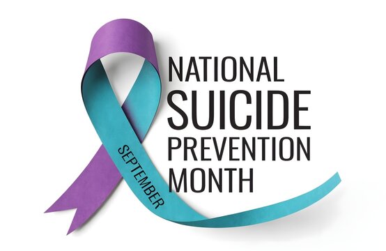 National suicide prevention month teal and purple ribbon