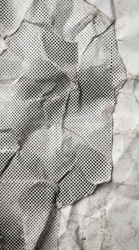 Vintage Screen Print Halftone Dots on Wrinkled Paper with Fold Lines