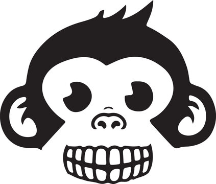 Minimalist Monkey Face Vector Logo Icon with Wide Grin