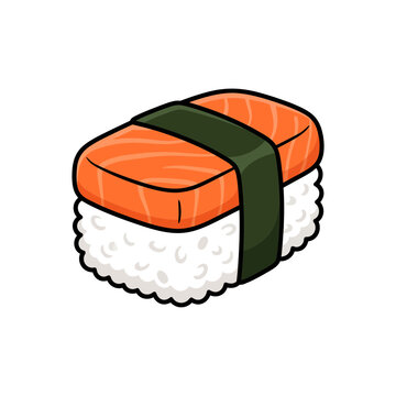 Flat vector illustration of tamago egg nigiri sushi wrapped with nori