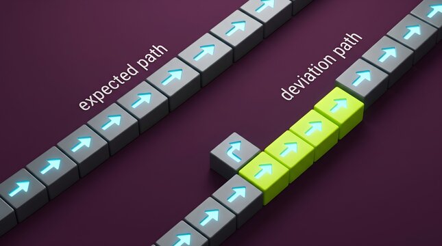 Illustration showing expected and deviation path trajectories.