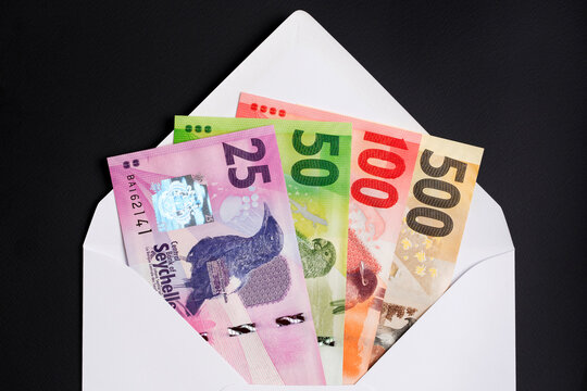 Seychellois rupee in a white envelope