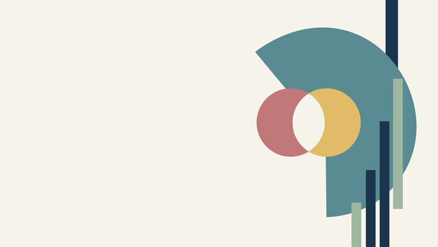 Abstract graphic design featuring intersecting circles and vertical bars in a balanced composition, suitable for modern branding and creative digital media projects.