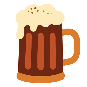 Draft beer mug glass foam Oktoberfest thanksgiving party cheers vector illustration