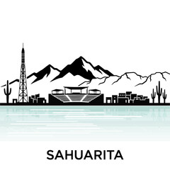 Fototapeta premium Sahuarita Arizona Skyline Silhouette - A Desert Town in the Santa Cruz Valley Vector Illustration