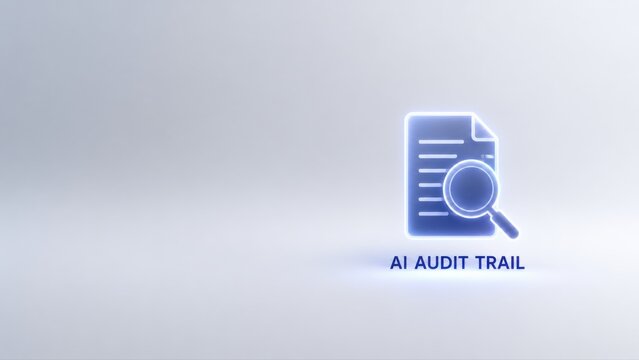 Document and Magnifier Icon for AI Audit Trail on Light Background