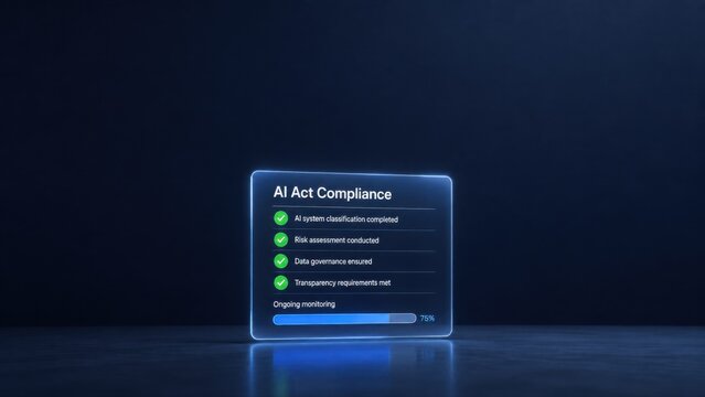 Floating Glass Panel With AI Act Compliance Checklist and Progress