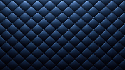 Fototapeta premium Quilted dark blue leather pattern background with padded diamond texture, soft lighting, and minimalist copy space for luxury design