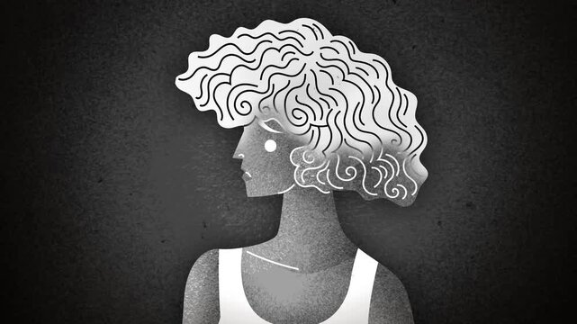 woman with brain fog and a storm inside her head