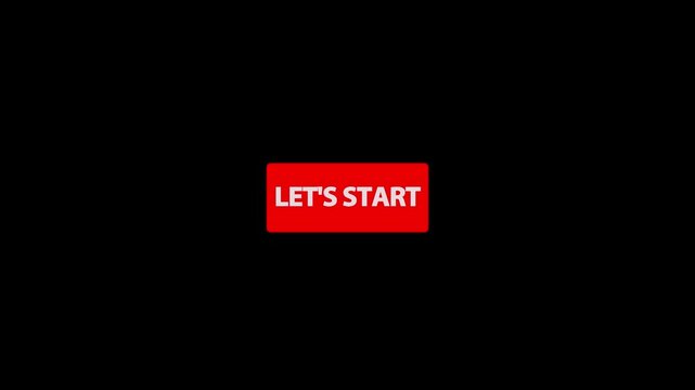 Let's  Started CTA Text Animation on Red Button with Arrow Cursor Click on Transparent Background for Website, App, Game.
