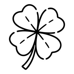 Naklejka premium Black and White Line Art of a Four Leaf Clover for Good Luck