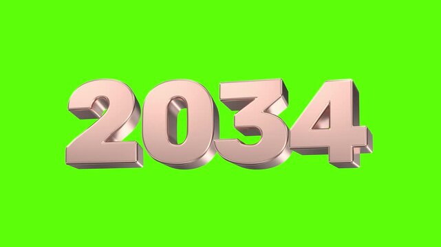Rose Gold Number 2034 Green Background
