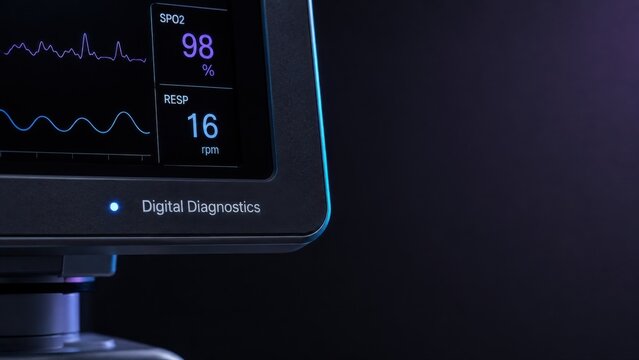 Patient Monitor Close-Up Displaying SPO2 and Respiratory Rate Readings