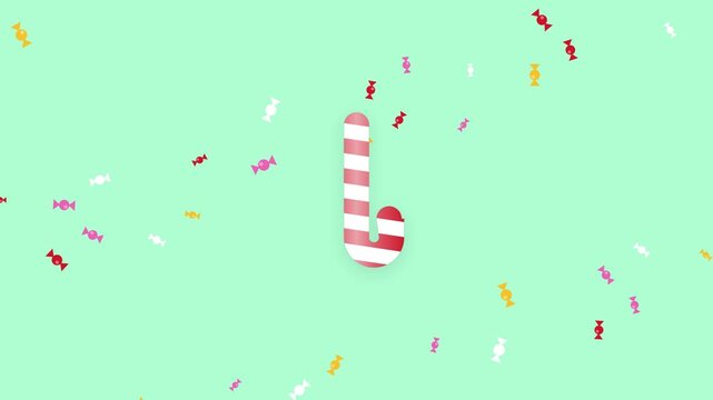 Candy Cane Animation Floating on a Pastel Green Holiday Background