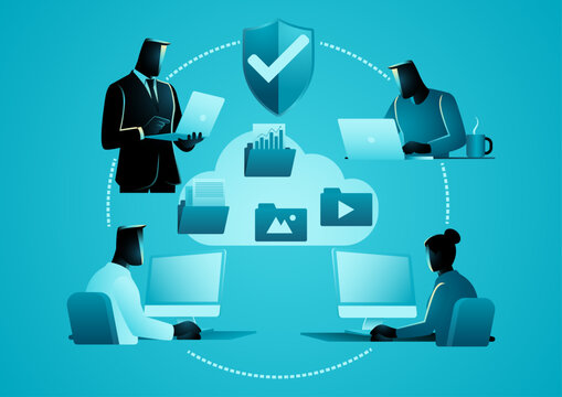 Cloud Collaboration and Remote Teamwork Concept with Cloud Storage and File Sharing