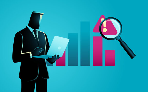 Business Risk Analysis and Performance Monitoring Concept with Magnifying Glass and Bar Chart