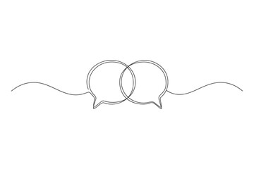 Obraz premium Continuous line drawing of two overlapping circles representing connection with line art venn diagram black and white