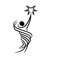 Obraz premium Abstract figure reaching for a star