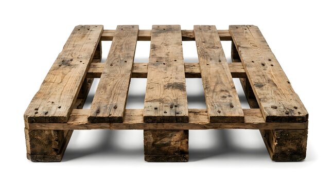 Wooden shipping pallet on a white background used for transport and logistics