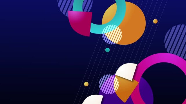 Abstract geometric background with circles arcs and diagonal lines gradient animation