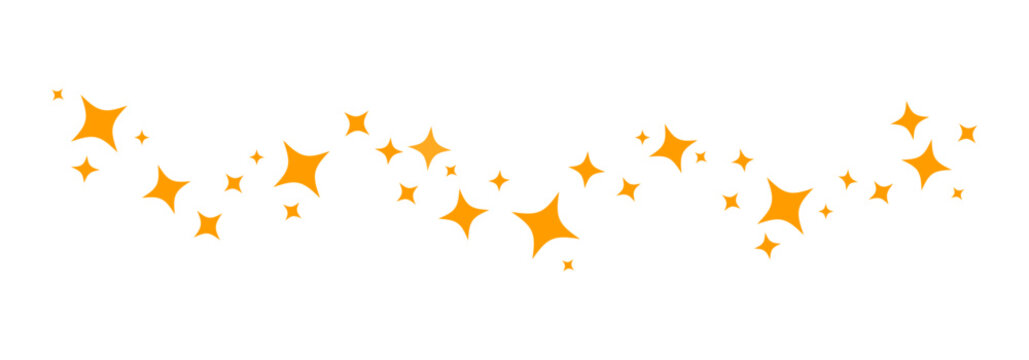 Golden star trail, magic glitter background. Golden stars dust icon. Christmas glow yellow falling confetti. Simple silhouette light pattern. Curve line luxury path isolated on bg. Vector illustration