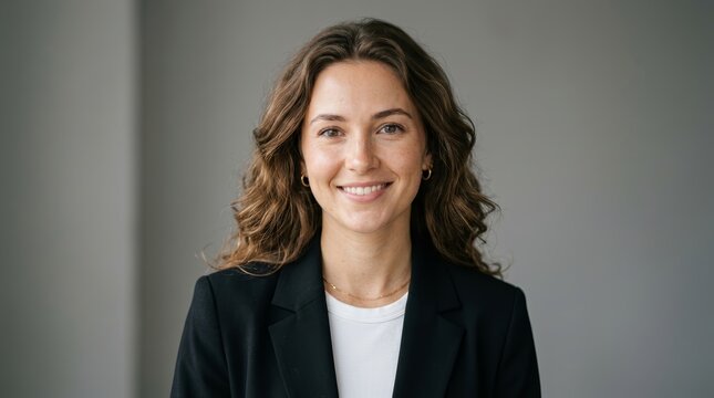 Professional portrait of a young woman with a natural look for social media.