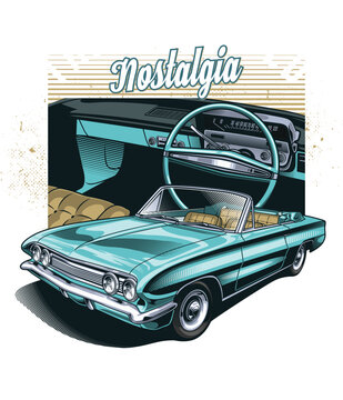 Nostalgic Vintage Classic Car Retro Automotive Illustration