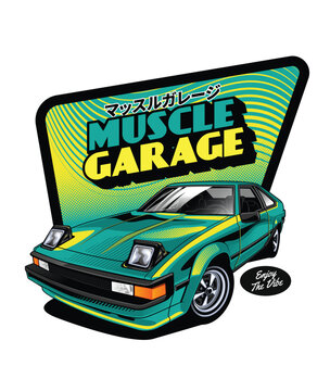 Vintage Muscle Car Custom Garage Retro Automotive Illustration