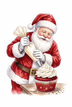 Santa Piping Icing on Cupcake.svg