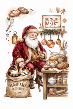  Santa Cradling a Cat in Bakery.svg