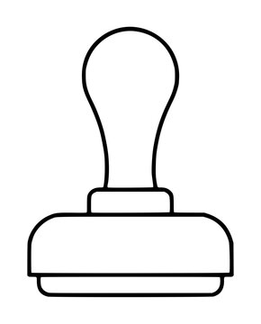 Professional rubber stamp vector icon with a traditional handle for business documentation, library book marking, and administrative approval processes, featuring a clean black outline design.